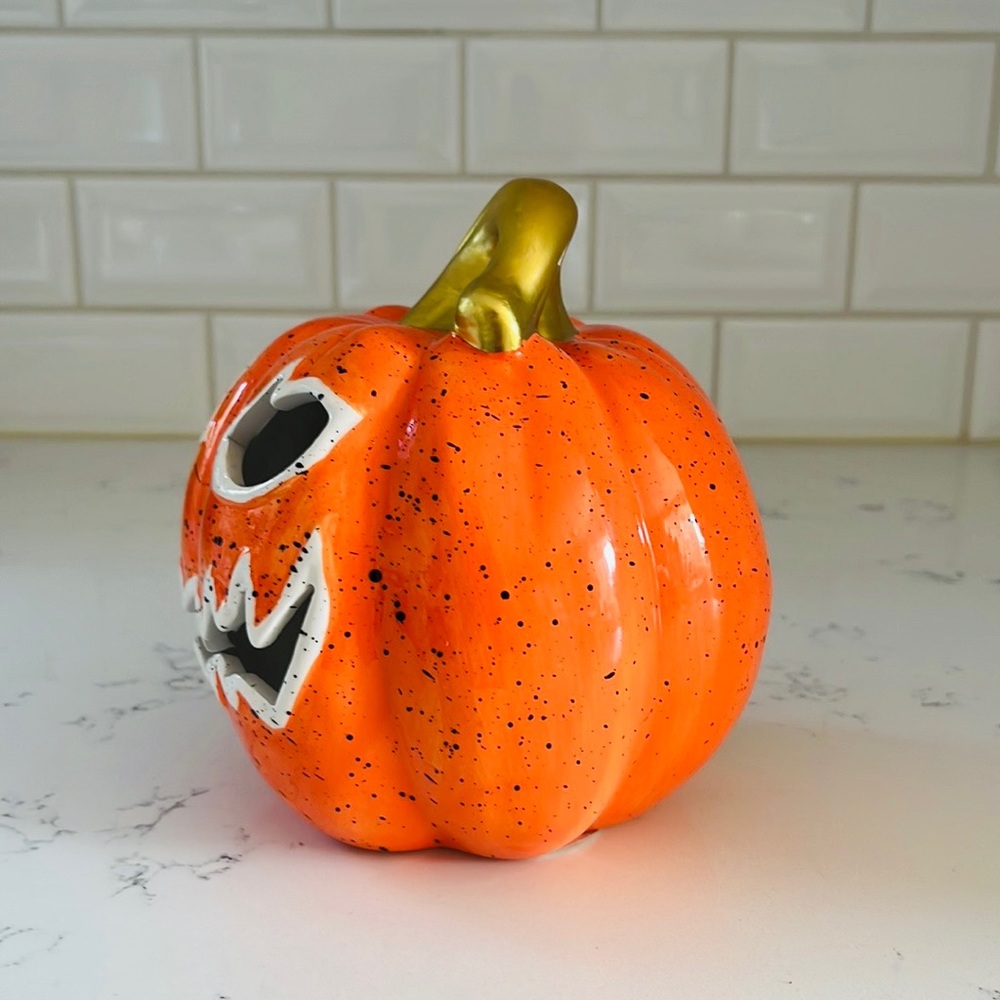 Rite Aid Orange Ceramic Light Up Jack O Lantern Pumpkin 🎃 - Picture 5 of 10